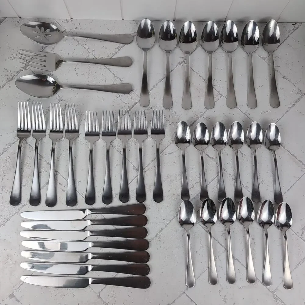 Mikasa Satin Symmetry Sincerity 38 Pieces 18/0 Stainless Flatware Gourmet Basics